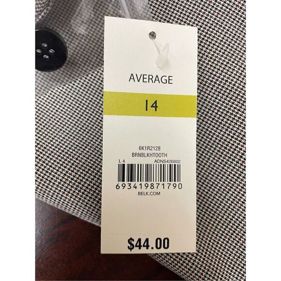 NWT Kim Rogers Black & Brown Houndstooth Average 14 Womens Dress Pants-Straight - Picture 4 of 6